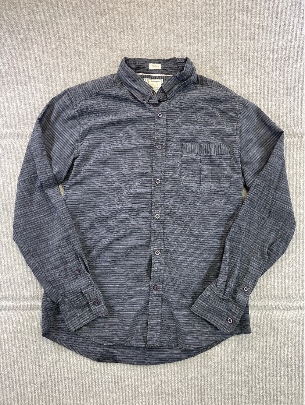 Colours Alexander Julian Men’s Medium Charcoal Striped Stretch Button Down Shirt
